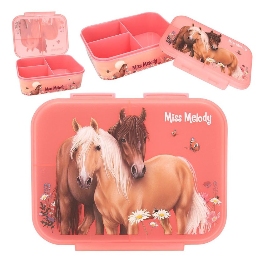 Miss Melody Snackbox, zwei Pferde auf einer Wiese, Ziegelsteine