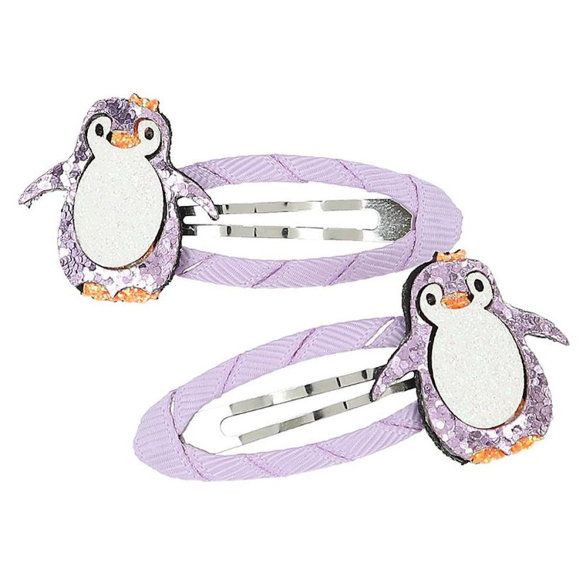 Princess Mimi glitter hair clips penguins