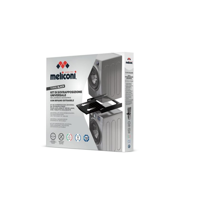 Zwischenstück für Waschmaschine und Wäschetrockner Meliconi 656136 Torre Black, schwarz