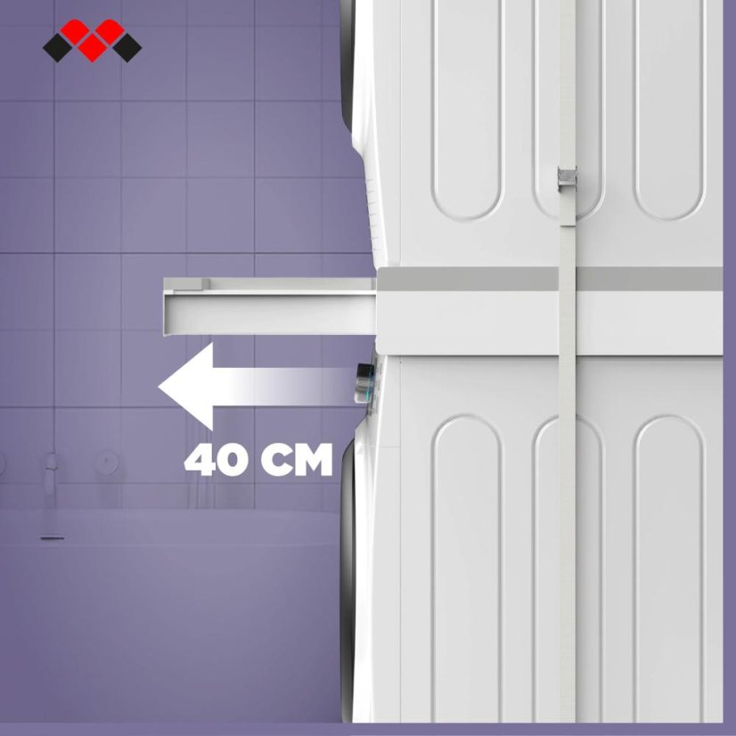 Universal spacer between washing machine and dryer with pull-out drawer and storage shelf Meliconi Torre Duo 656123 white