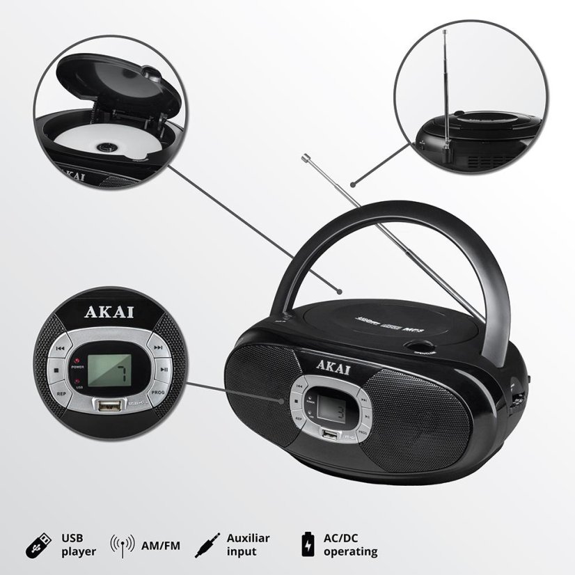 AKAI BM004A-614 Black Portable CD Player