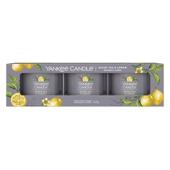 Yankee candle votive candle set in glass, Black Tea & Lemon