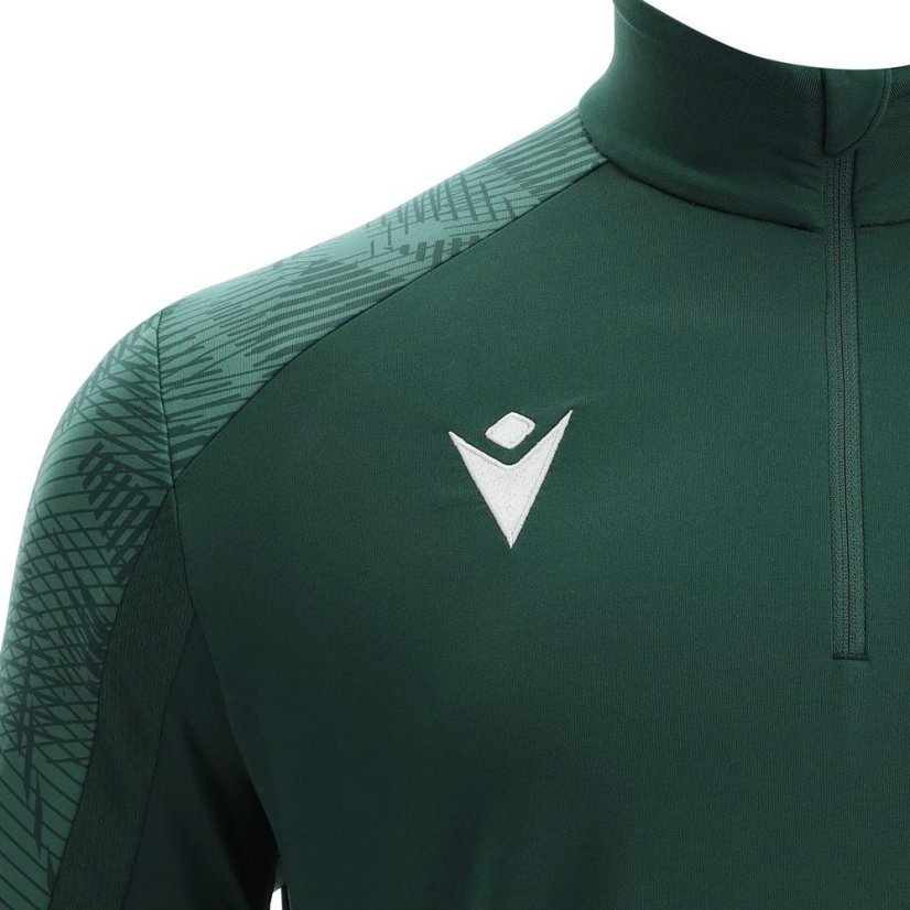 Tričko Macron Naryn 1/4 ZIP - Farba: Fľašová zelená, Veľkosť: M