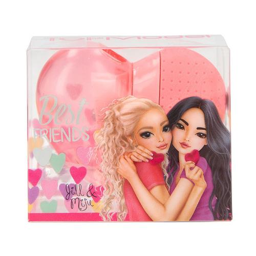 Heart-shaped eraser and Top Model Best Friend pencil sharpener, light pink