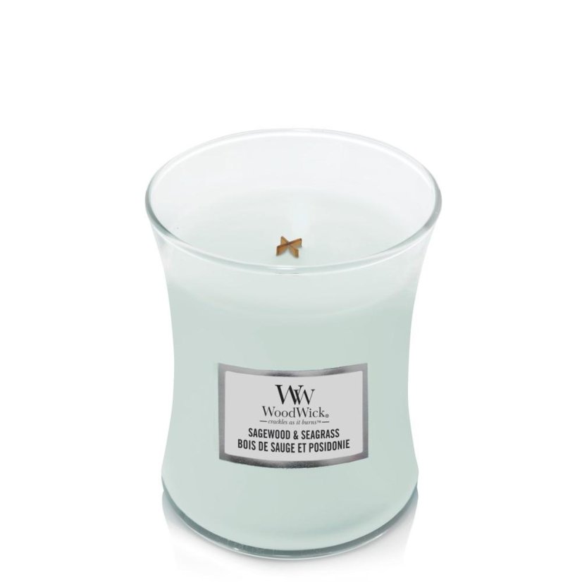 WoodWick-Kerze mittelgroß, Sagewood & Seagrass
