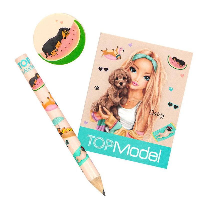 Mini batoh s karabínou a doplnkami Top Model – psík, tyrkysový zips