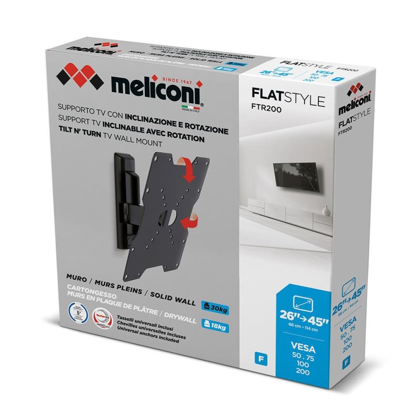 TV-Halterung (Wand/Trockenbau) TV Meliconi 580477 FlatStyle FTR200CG schwarz