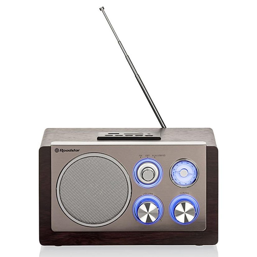 Roadstar HRA-1345NUS/WD strieborné drevené rádio