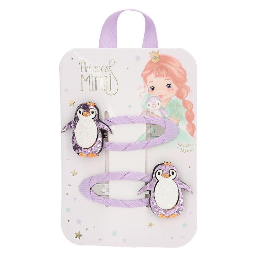 Princess Mimi glitter hair clips penguins