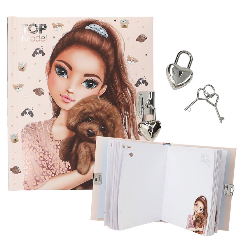 Top Model Kitty & Doggy lockable diary, Hayden and puppy