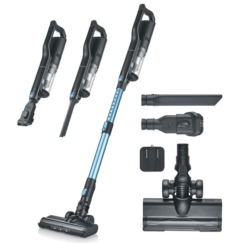 Severin S'Power Slim HV 7151 stick vacuum cleaner, black and blue