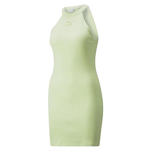 Women's Puma Classics Ribbed Sleeveless Dress Pistachio Green - Color: Green, Size: XS