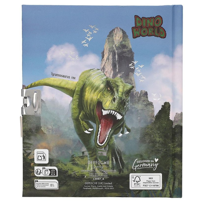 Dino World diary with lock, red Jeep
