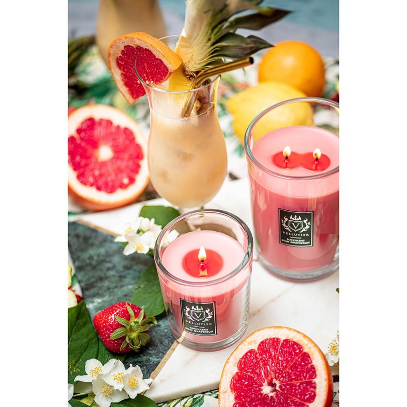 Świeca Vellutier duża, Succulent Pink Grapefruit