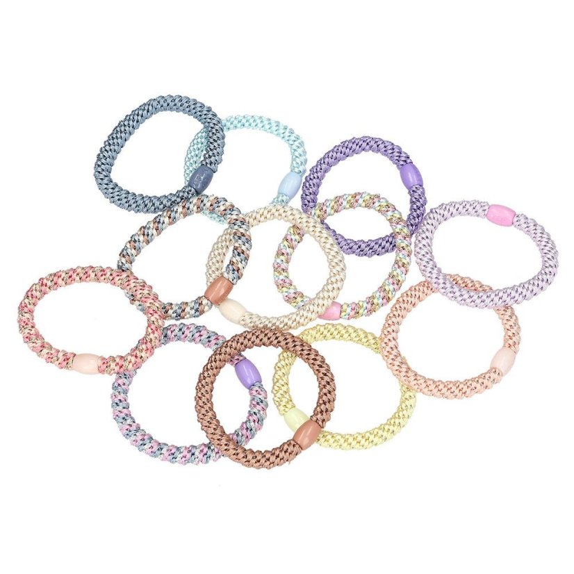Set of three beaded hair ties Top Model – blue