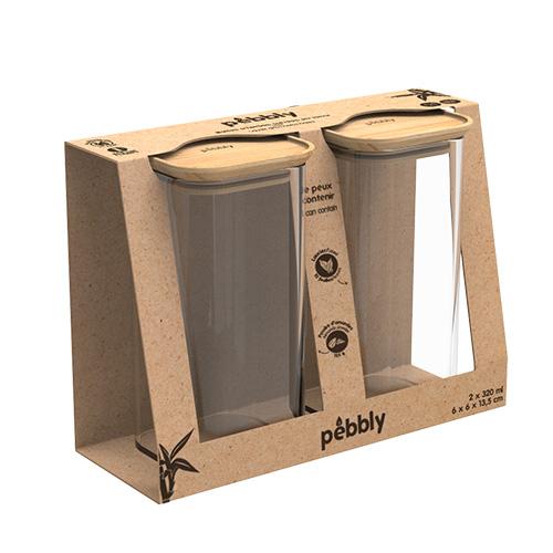 Set aus 2 Glasbehältern Pebbly PKV-048, 320 ml