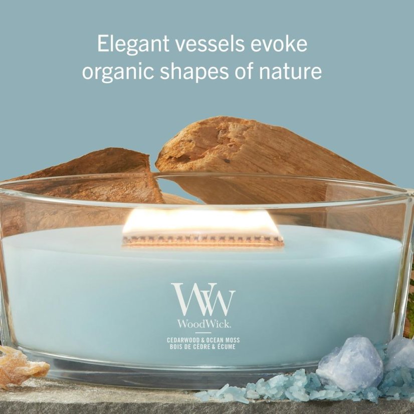 WoodWick-Kerze im Schiffsglas, Cedarwood & Ocean Moss