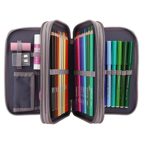 Pencil case with accessories and light effect Miss Melody, white horse