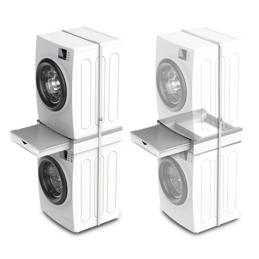 Universal spacer between washing machine and dryer with pull-out drawer and storage shelf Meliconi Torre Duo 656123 white