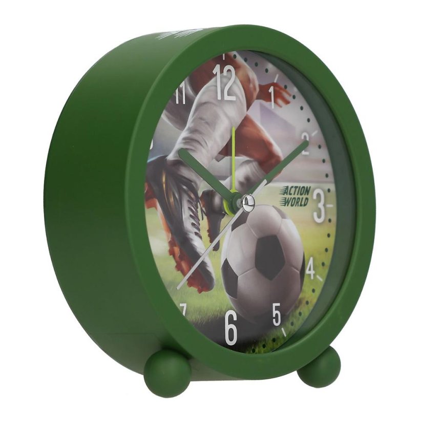 Action World Table Alarm Clock with Light, Soccer Theme