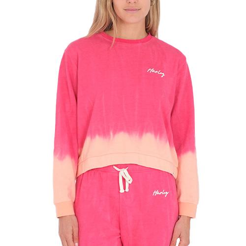 Damen-Sweatshirt Hurley Tie Dye Cropped Crew - Farbe: Rosa, Größe: L