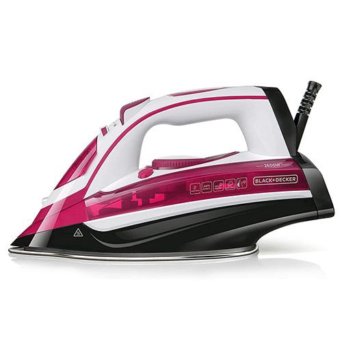 Black+Decker BXIR2600E steam iron, white and pink