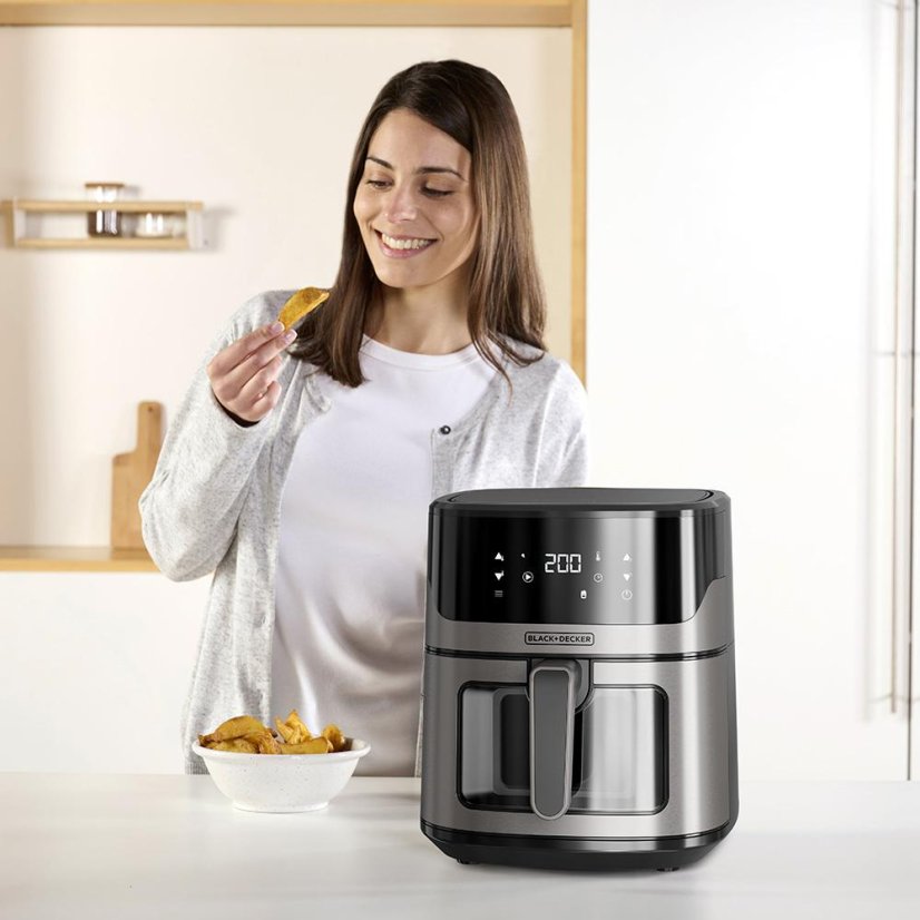 Heißluftfritteuse Black+Decker BXAF6500E schwarz-silber