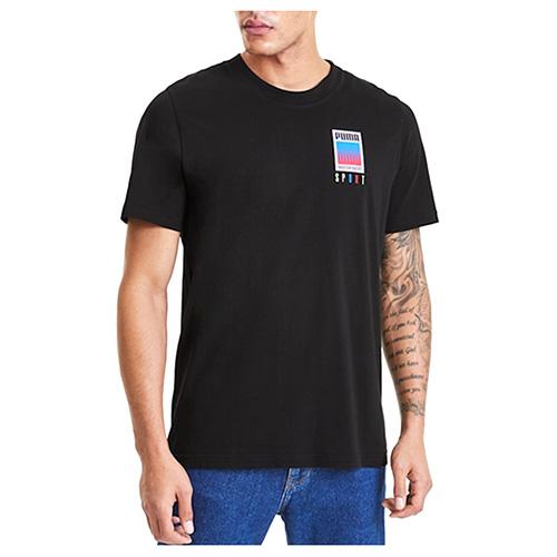 Men's Puma Sport Graphic SS Tee Cotton - Color: Black, Size: L