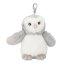Snukis plush owl with carabiner, gray
