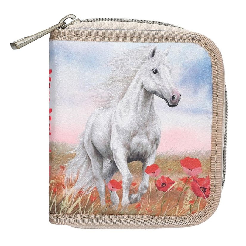 Miss Melody Poppy Sand fabric wallet with zipper