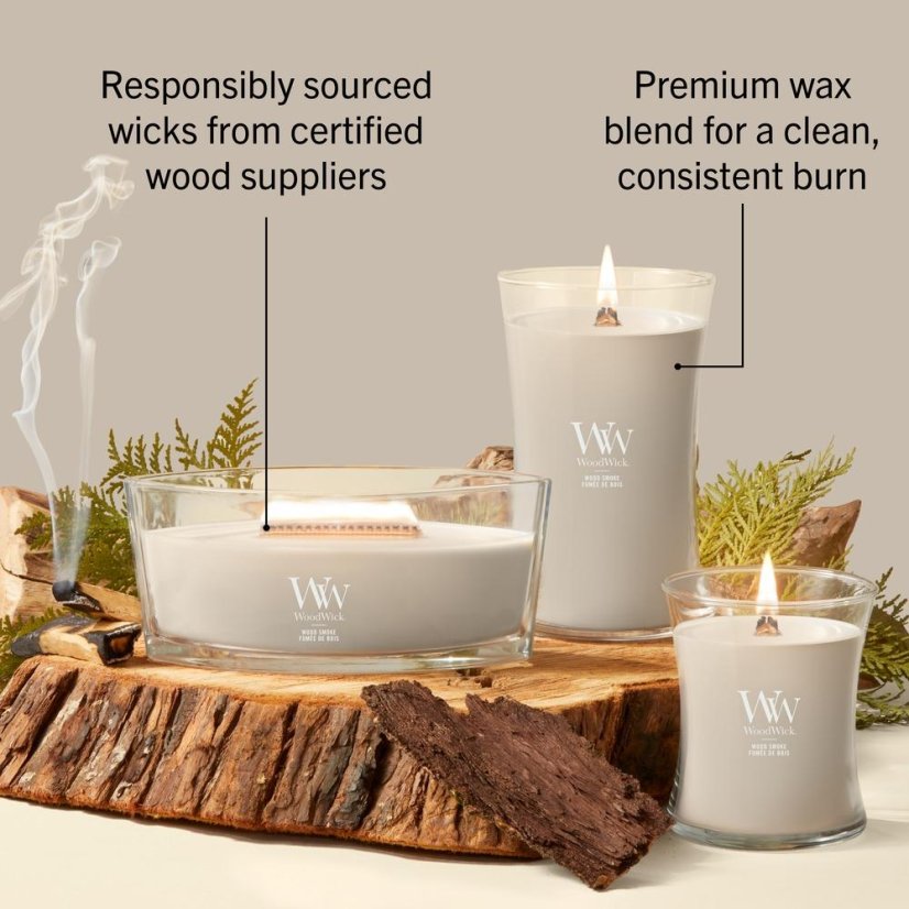 WoodWick-Kerze, groß, Wood Smoke