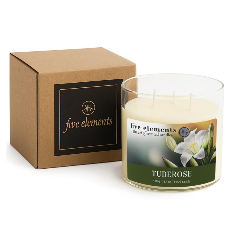 Duftkerze Five Elements Tuberose, 420 g, 3 Dochte