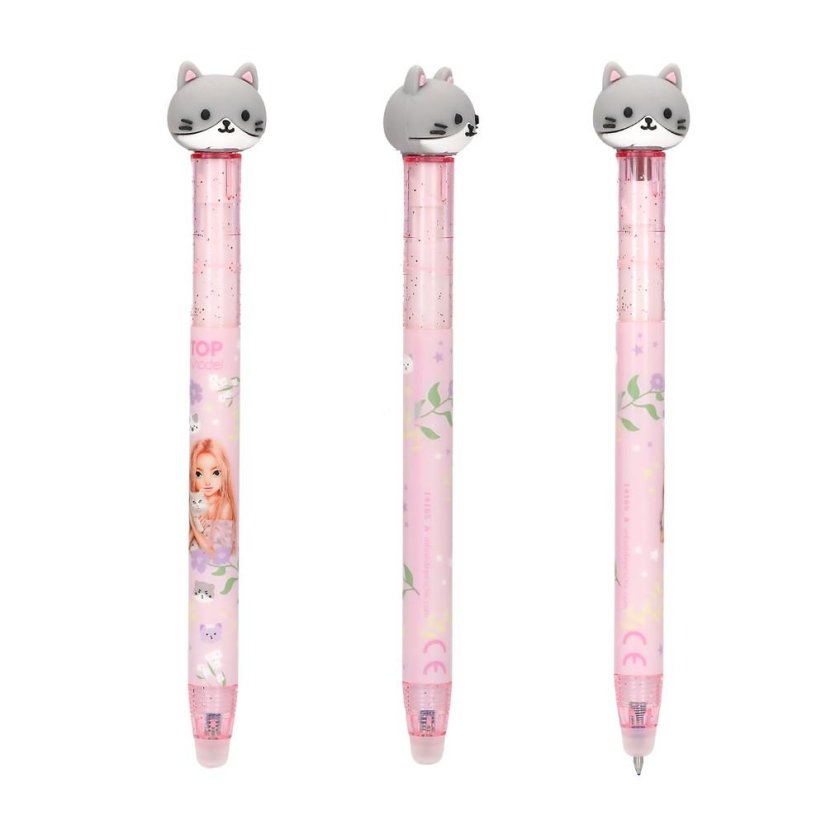 Top Model Blooming Kitty Eraser Gel Pen with Cat, Pink