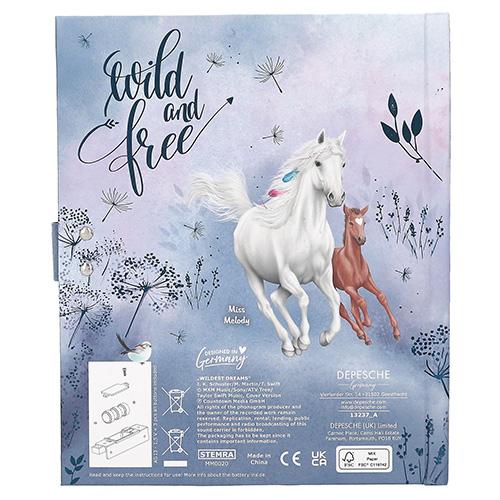 Miss Melody diary with lock, white horse