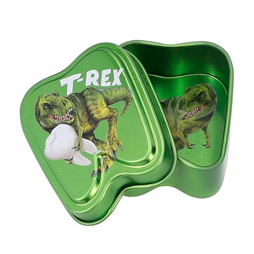 Blechdose für Milchzähne Dino World grün T-Rex
