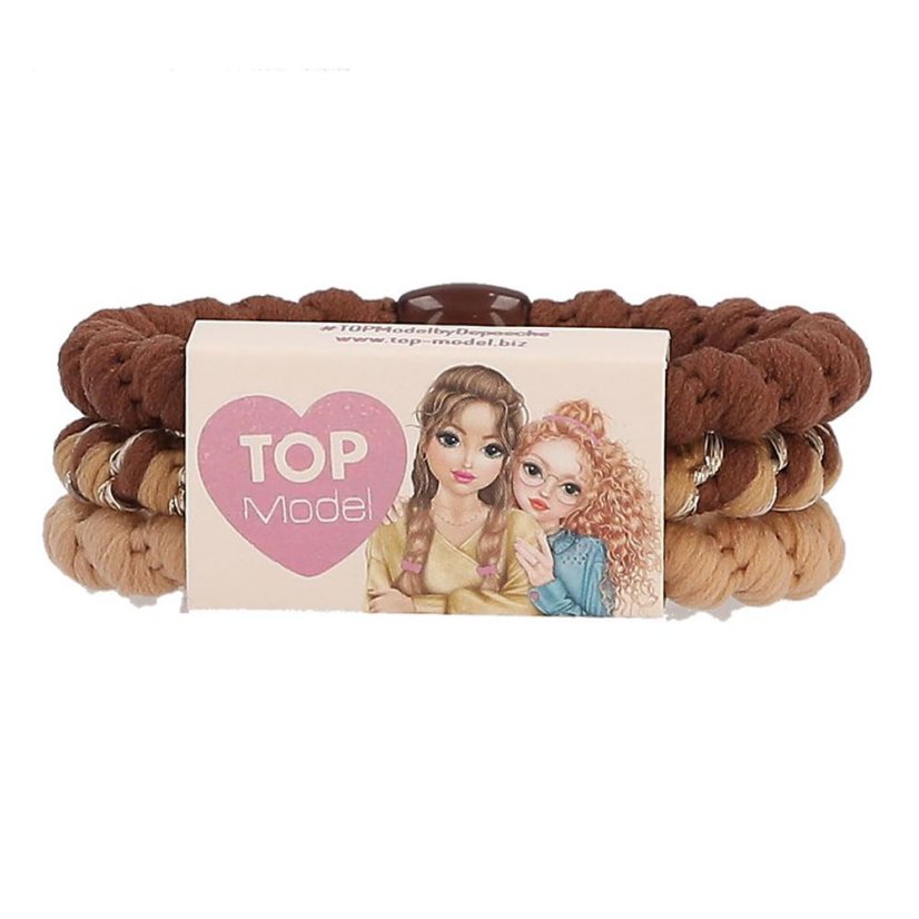 Set of 3 Top Model hair ties, brown shades