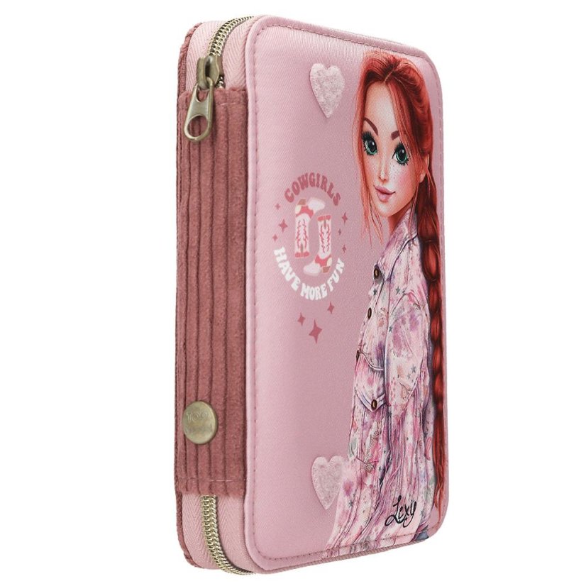Pencil case with accessories and Velcro pouch Top Model CowGirl