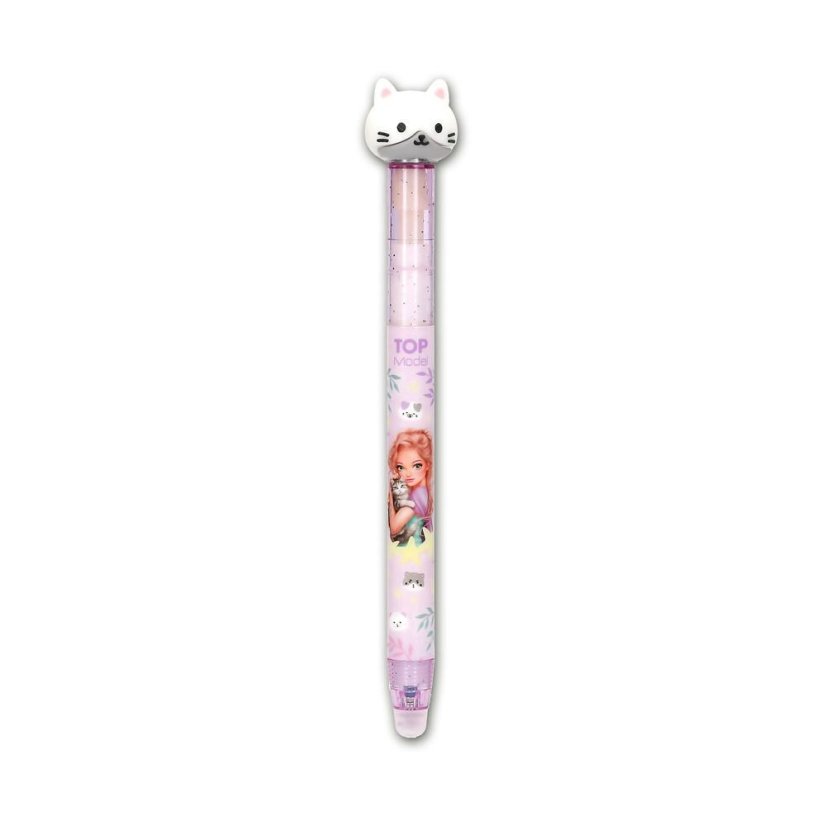 Top Model Blooming Kitty Eraser Gel Pen with Cat, Purple