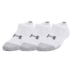 UA Heatgear 3pk No Show Yth-WHT