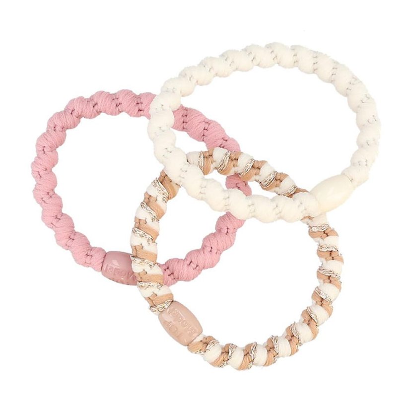 Set of 3 Top Model hair ties, pink and natural shades