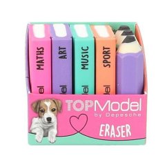 Gumki do ścierania Top Model 7 szt., w kształcie książeczek i ołówków