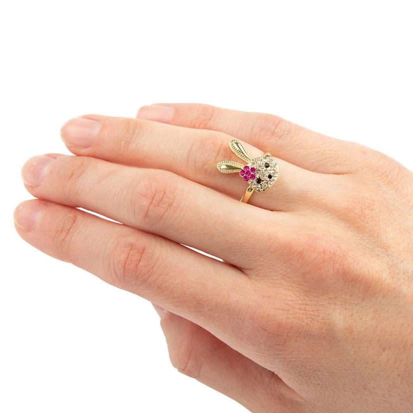 Princess Mimi Adjustable Ring with Rhinestones – Bunny with Sparkling Rhinestones