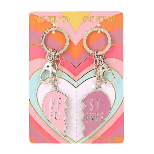 Prívesok s karabínkou v tvare srdca Top Model Best Friends, ružová