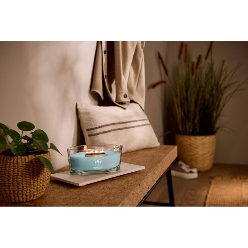 WoodWick-Kerze im Schiffsglas, Cedarwood & Ocean Moss