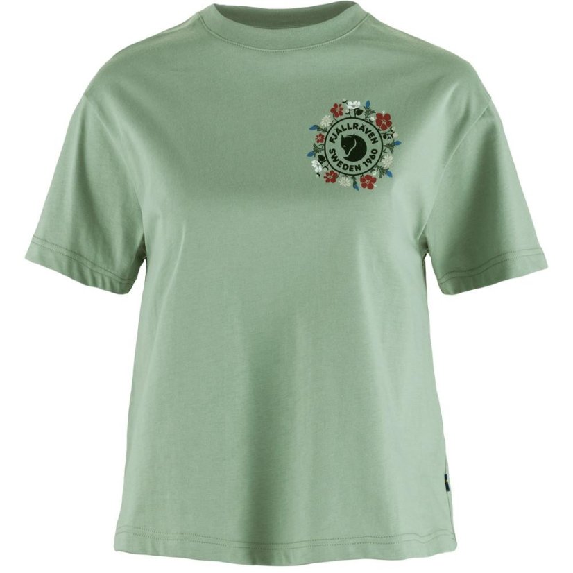 Dámské tričko Fjällräven Fjällblomster Logo T-shirt W - Farba: Svetlo modrá, Veľkosť: M