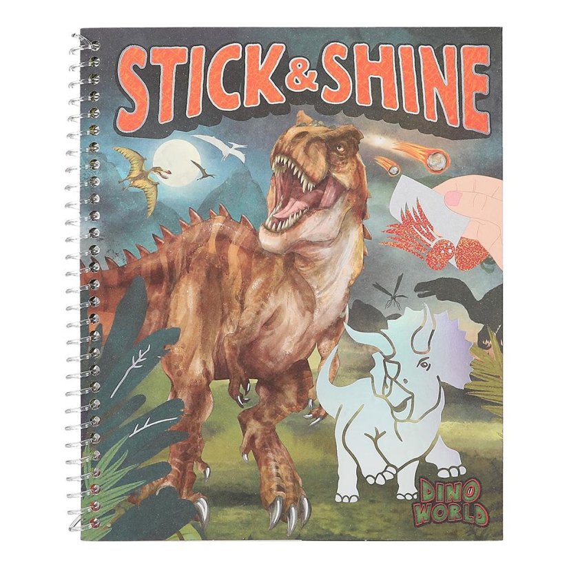 Creative coloring book with stickers Dino World Stick & Shine