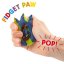 Dino World stress relief toy, dinosaur paw, orange, green, blue