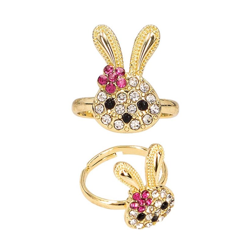 Princess Mimi Adjustable Ring with Rhinestones – Bunny with Sparkling Rhinestones