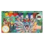 Set of crayons in a pencil case decorated with a Dino World head