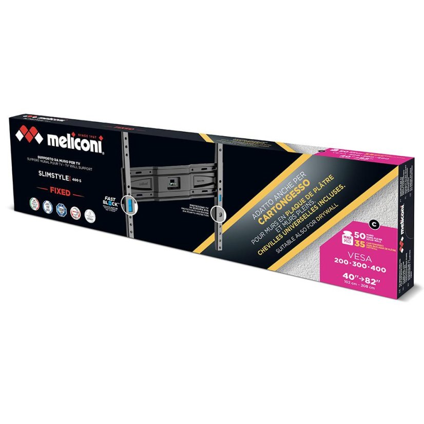 Fixed TV mount (wall/drywall) Meliconi Slimstyle Plus 400S CG 480957 black